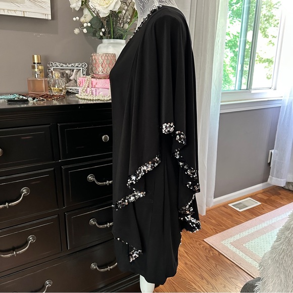 DJ-JAZ Black One-Shoulder Sequin Trim Cocktail Dress Size 10 - Picture 5 of 13